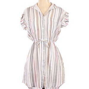 Striped Button-Up Dress 🤎